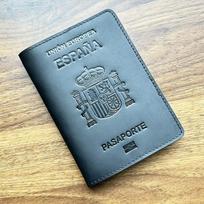 Tikros odos Ispanijos paso viršelis Crazy Horse Funda Pasaporte Business Unisex Patvarus Ispanijos paso laikiklis juoda
