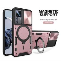Xiaomi 12T Pro dėklas, atsparus smūgiams, šarvuotas, slankiojantis, apsaugantis kamerą, Coque, skirtas Xiaomi Mi12T Mi 12T 12 T Pro Xiaomi12T, dangtelis su žiediniu laikikliu For Xiaomi 12T Pro rožinio aukso spalvos