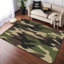 Camouflage Army Green Area Rug Anti-Slip Flannel Carpet Machine Washable Carpets for Living Room Kitchen Bedroom Floor Mat 40X60cm-16x24in