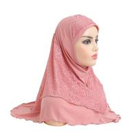 Musulmonų hidžabų nėriniai Islamo skara, įvyniojama į galvą Pray Scarves, moteriški galvos apdangalai rožinė