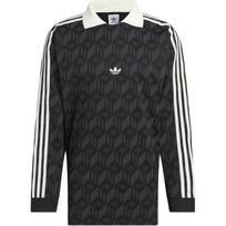Adidas Originals dryžuoti laisvi ilgomis rankovėmis polo marškinėliai Unisex viršutiniai drabužiai Juodi JD5196 M