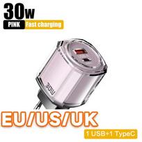 USB Type C įkroviklis Greitas įkrovimas PD Mobiliojo telefono įkrovimo adapteris skirtas iPhone Samsung Xiaomi Huawei Quick Charge 3.0 sieninis įkroviklis UK Plug mėlyna