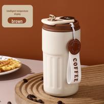 Luckin Coffee 316 nerūdijančio plieno termosinis išmanusis puodelis, didelės talpos, unisex. 450ml kavos spalvos spalva