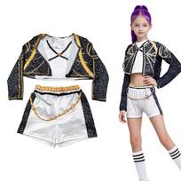 3 vnt. Kpop kostiumas Rumi dainininkės šokio suknelė 3D spaudinys Mergaičių Helovino Kalėdų kostiumai Cosplay Puošnūs scenos pasirodymų drabužiai 110