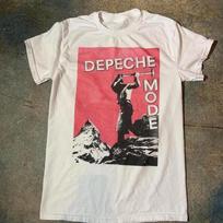 Vintažiniai „Depeche Mode“ roko muzikos turo trumpomis rankovėmis balti marškinėliai L