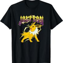 Pokémon Epinis Jolteon Žaibo Metalo Ataka Didelis Krūtinės Plakatas Marškinėliai S juoda