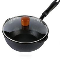 Nelipnus „Wok Nordic“ medicininis akmeninis buitinis mažas puodas, kepimas dvigubos paskirties dujinėje viryklėje, indukcinėje viryklėje „Wok“ 20cm