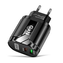 VAORLO PD QC3.0 GaN įkroviklis Greitas įkrovimas 65W EU JK JAV prievadai Įkrovimas Greitas įkrovimas EU juoda