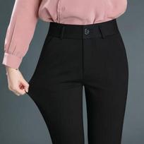 Office Lady Solid Slim Pencil Suits Pants Spring Autumn New Korean Fashion All-match Women High Waist Casual Straight Trousers S