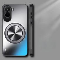 Matinis magnetinis dėklas, skirtas „Xiaomi POCO M7 4G“, 360° besisukantis žiedo laikiklis, belaidis įkrovimas, kietas dėklas, skirtas „Xiaomi POCO M7 4G“. Poco m7 4g pilka