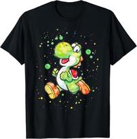Super Mario Yoshi akvarelės purslų portretas marškinėliai S