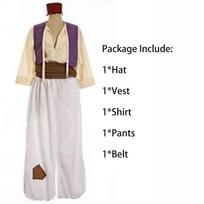 Žavingas vyriškas suaugusiųjų Princo Aladino Cosplay kostiumas su elegantiška skrybėle S