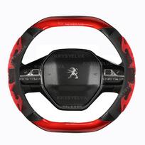 For Peugeot 508 508L ~2022 Car Steering Wheel Cover Carbon fiber + PU Leather Non-slip Auto Accessories raudona