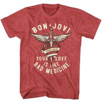Bon Jovi Bad Medicine Raudoni Unisex Marškinėliai L brown