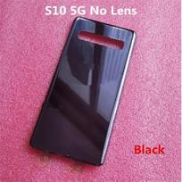 S10 5G korpusas, skirtas Samsung Galaxy S10 5G G977 6,7 colio akumuliatoriaus dangtelio remontas Pakeisti galinių durų telefono galinis + logotipo lipdukai Black No Lens