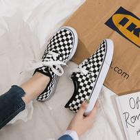 Drobės batai moksleivei Harajuku Ulzzang juodi ir balti languoti retro Honkongo stiliaus plokščiapadžiai batai mada 35 balta