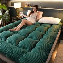 Čiužinys Magic Velvet Sulankstoma patalynė Minkštas Šiltas Čiužinio Paklotas Trimatis Skiautinys Vienspalvis Japoniškas Tatami Kilimėlis 90 * 200cm tamsiai žalia spalva