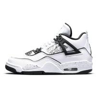 Air Jordan 4 Retro GS DIY Vaikiški Sportbačiai Balti Juodi Volt DC4101-100 35.5