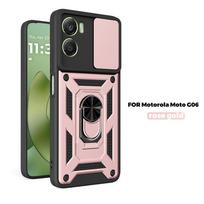 Dėklas Motorola G06 4G Dėklas Šarvuotas Stumdomas Objektyvo Apsaugos Dangtelis Telefonui Moto G06 G 06 MotoG06 4G Automobilinis Magnetinis Laikiklis Žiedas Dangtelis Motorola Moto G06