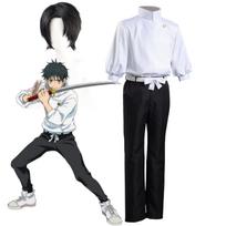 Anime Jujutsu Kaisen Cosplay Okkotsu Yuta Viršutiniai drabužiai Kelnės Diržas su Peruku Kostiumas Helovino Karnavalo Šventės Kostiumai L-(Costume+Wig)