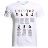 Bushido Code Virtues Samurai Mask Sword Japanese Ronin Katana T-Shirt S