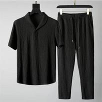 (Marškiniai + kelnės) Vasaros Atvykimas Vyriški Mados Klasikiniai Marškiniai Vyriški Verslo Laisvalaikio Marškiniai Vyriški Drabužių Rinkinys Dydis M-4XL XL balta