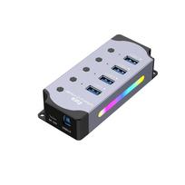RGB USB HUB3.0 šakotuvo kelių prievadų aliuminio lydinio 3.0 šakočio kabelio padargas 4-port hub