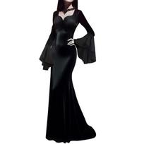 GMXIA Helovino Morticia Adams Dvasia Ilga Juoda Adamsų Šeimos Suknelė Vintage Gotikinės Ilgos Suknelės S juoda