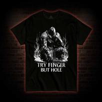 Išbandykite pirštą, bet skylę T-shirt | Elden Ring Juokingas Mėmė Tee Unisex Tee M