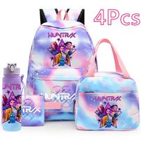 4 vnt./rinkinys Anime K-Pop spausdintas kuprinė, rankinė, pieštukinė su 750 ml vandens buteliuku paaugliui berniukui, mergaitei mokyklos krepšys, didelės talpos vandeniui atsparus knygų krepšys