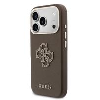 Guess PU Resin Logo dėklas skirtas Apple iPhone 17 Pro Max Brown