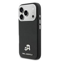 Karl Lagerfeld PU Karl and Choupette Heads Pins MagSafe dėklas skirtas Apple iPhone 17 Pro Black