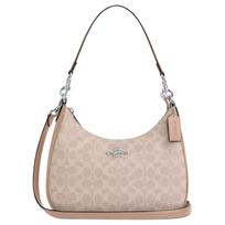 Coach Teri 29 Logotipo Užtrauktuko Uždarymo Padengto Drobės Rankinė per Petį Didelės Moteriškos krepšiai Smėlio spalvos CV940-SVPWH Gift Box Set (Basic Set+Yellow Box)