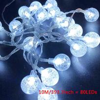 LED krištolo rutulinės stygos lemputės 220V 10M 20M pasakų gaublio girlianda šventiniam vestuvių vakarėliui, kalėdiniam dekoravimui 10M 80LEDs balta