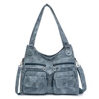 Moteriška rankinė Minkšta odinė pečių krepšys Didelės talpos Crossbody krepšys mėlyna