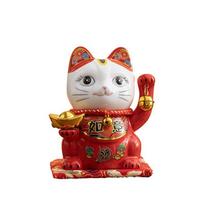 5 colių keraminė „Maneki Neko Lucky Cat“ pinigų dėžutė „Fortune“ spalvota katė „Piggy Bank“ namų dekoravimo dovana feng shui figūrėlė raudona