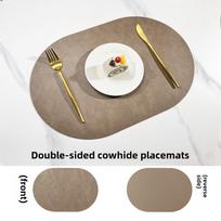 Nordic Style dvipusis karvės odos padėklas – atsparus vandeniui ir alyvai atsparus ovalus izoliacinis kilimėlis Dark Coffee