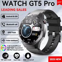 Naujas GT5 Pro išmanusis laikrodis vyrams, GPS sekiklis, širdies ritmo matuoklis, Bluetooth skambučiai, NFC, atsparus vandeniui, sportinis, lauko, fitneso išmanusis laikrodis Huawei Black Silicone