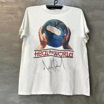 Heal The World Michael Jackson Albumo Viršelis Unisex Vasariniai Laisvalaikio Trumpomis Rankovėmis Marškinėliai Vintažiniai Plėšiko Gražūs Pusės Rankovės Madingi M gray