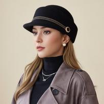 Rudens ir žiemos Nauja vilnonė jojiko skrybėlaitė Moteriška britiško retro stiliaus antisnapė Beretas one size juoda
