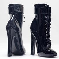 6 colių aukštakulniai Cosplay Crossdresser Vintažiniai Ankle Boots Unisex Dydis 36-46 36 juoda
