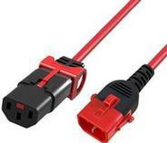 ACT Powercord C13 IEC Lock+ - C14 IEC Lock Dual Locking red 2 m, PC3615 (AK5514)