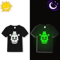 Tamsiai šviečiantys fluorescenciniai FNAF vaikiški marškinėliai berniukams, mergaitėms, vaikams, penkioms naktims Freddy Cloth 1 juoda