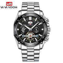 VA VA VOOM Laikrodžiai Mechaninis Automatinis Laikrodis Vyriškas Tourbillon Sportinis Laikrodis Kasdienis verslo Mėnulio Rankinis Laikrodis Vyriški Mechaniniai Laikrodžiai sidabras