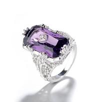 925 Sidabro Sterlingo Stačiakampis Žiedas 1 .1ct Violetinis Natūralus Ametisto Brangakmenis Papuošalai Bizuteria Fine Brangakmenis Deimantų Papuošalai Moterims 9