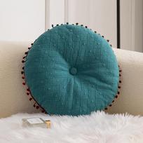Vienos spalvos kutu apdailos apvalus pagalvėlė sofai ar lango nišai Diameter 40cm povo mėlyna spalva
