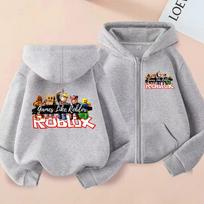MINISO Roblox Hoody Vaikams Animacinių filmų Drabužiai Mergaitei Berniukui Užtrauktuku Megztinis Manga Hoody Kūdikiui Laisvalaikio Viršutinis Drabužis Dovana 100 balta