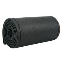 Perforuotas, rankomis siūtas, natūralios odos automobilio vairo uždangalas, 38 cm vairo apsauga su adatiniu siūlu 38cm juoda