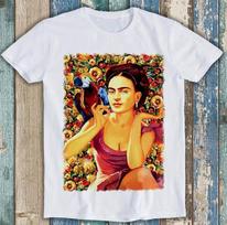 Frida Kahlo Papūga Paukštis Augintinio Mėgėjas Akvarelė Menas Juokinga Dovana Marškinėliai M1592 L
