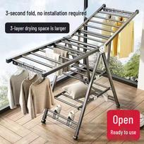 Sulankstoma patalpų drabužių džiovyklė su antklodžių laikikliu Gunmetal Double Layer Rack 1.4m